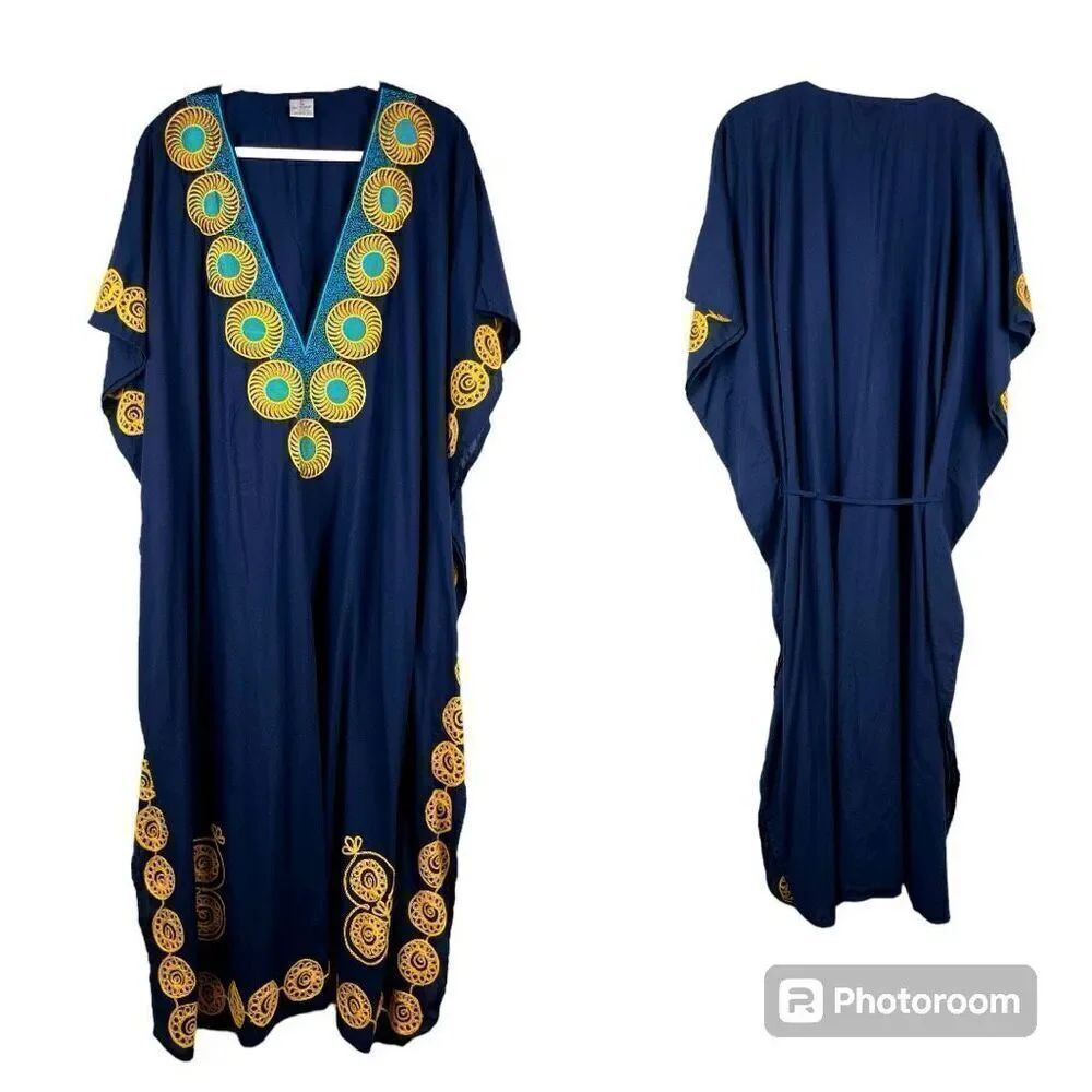 La LeeLa Women Maxi Summer Dress Swimsuit Cover-up Low Cut V-neck One Size Fits